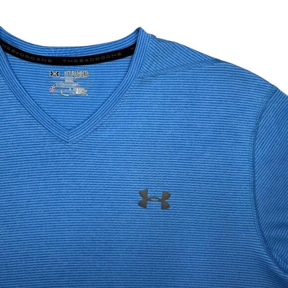 Under Armour Men's Horizontal Striped HeatGear V-Neck T-Shirt - Picture 4 of 8